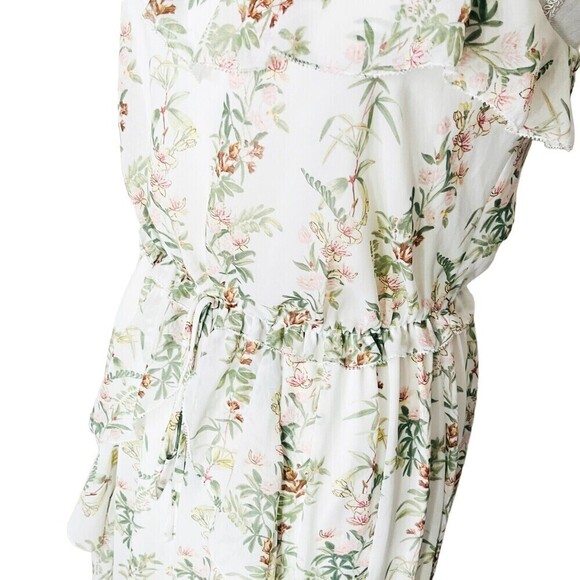Gal Meets Glam Isabella Floral Dress Women’s Size 2 White Ecru Ruffle Cross Back - Picture 8 of 10